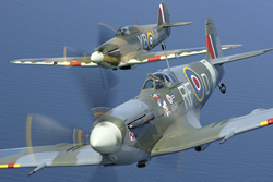Battle of Britain Memorial Flight (BBMF) Mk Vb Spitfire AB910 and Mk IIc LF363 Hurricane
